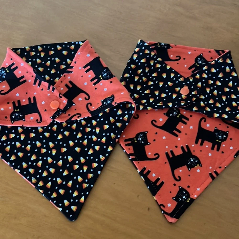 Halloween cats/candy corn baby bandana bib